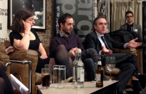 Merope Mills, Luke Lewis and Pete Picton at the Frontline Club