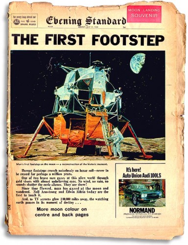 The Evening Standard's front page graphic of the moon landing